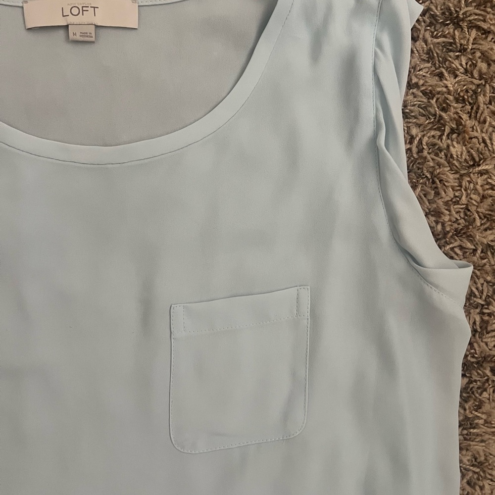 LOFT Soft Blue Sleeveless Blouse